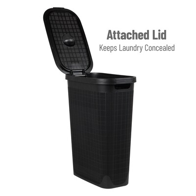Mind Reader 10.57-Gallon Hamper with Lid, Plastic, Black (40FABHAMP-BLK)