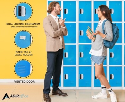 AdirOffice 72"H 4-Tier Blue Storage Locker (ADI629-204-BLU-DL)