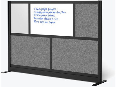 Luxor Workflow Series 5-Panel Freestanding Modular Room Divider System Starter Wall with Whiteboard, 48"H x 70"W, Black/Gray