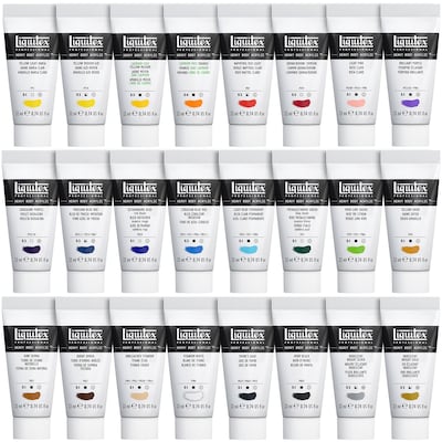 Liquitex Professional Heavy Body Acrylic Paint Tube, Assorted Colors, 22 mL, 24/Pack (LIQ3699386)