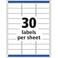 Avery Easy Peel Inkjet Address Labels, 1" x 2-5/8", Clear, 30 Labels/Sheet, 25 Sheets/Pack   (8660)