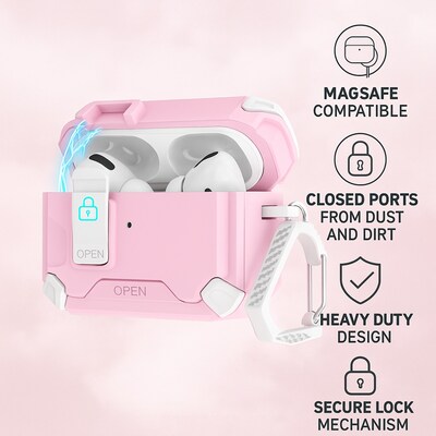 SaharaCase Raider Series Heavy Duty Case Compatible with Magsafe for Airpods Pro 3, Secure Lock, Desert Rose (HP00220)