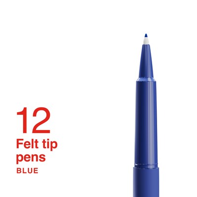 Staples Inspire Felt Tip Pen, Medium Point, 0.7mm, Blue Ink, Dozen (ST63327)