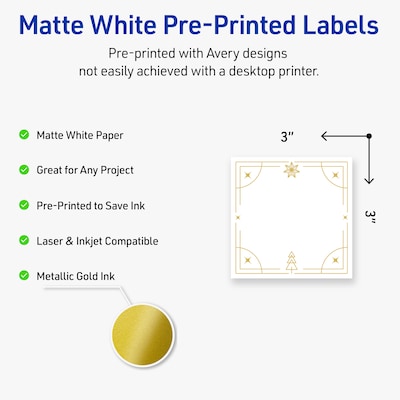 Avery Square Multipurpose Labels, 3 x 3, White, 60/Pack (19479370643)