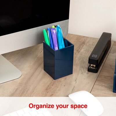 Staples Plastic Pen Cup, Navy Blue (ST63863)