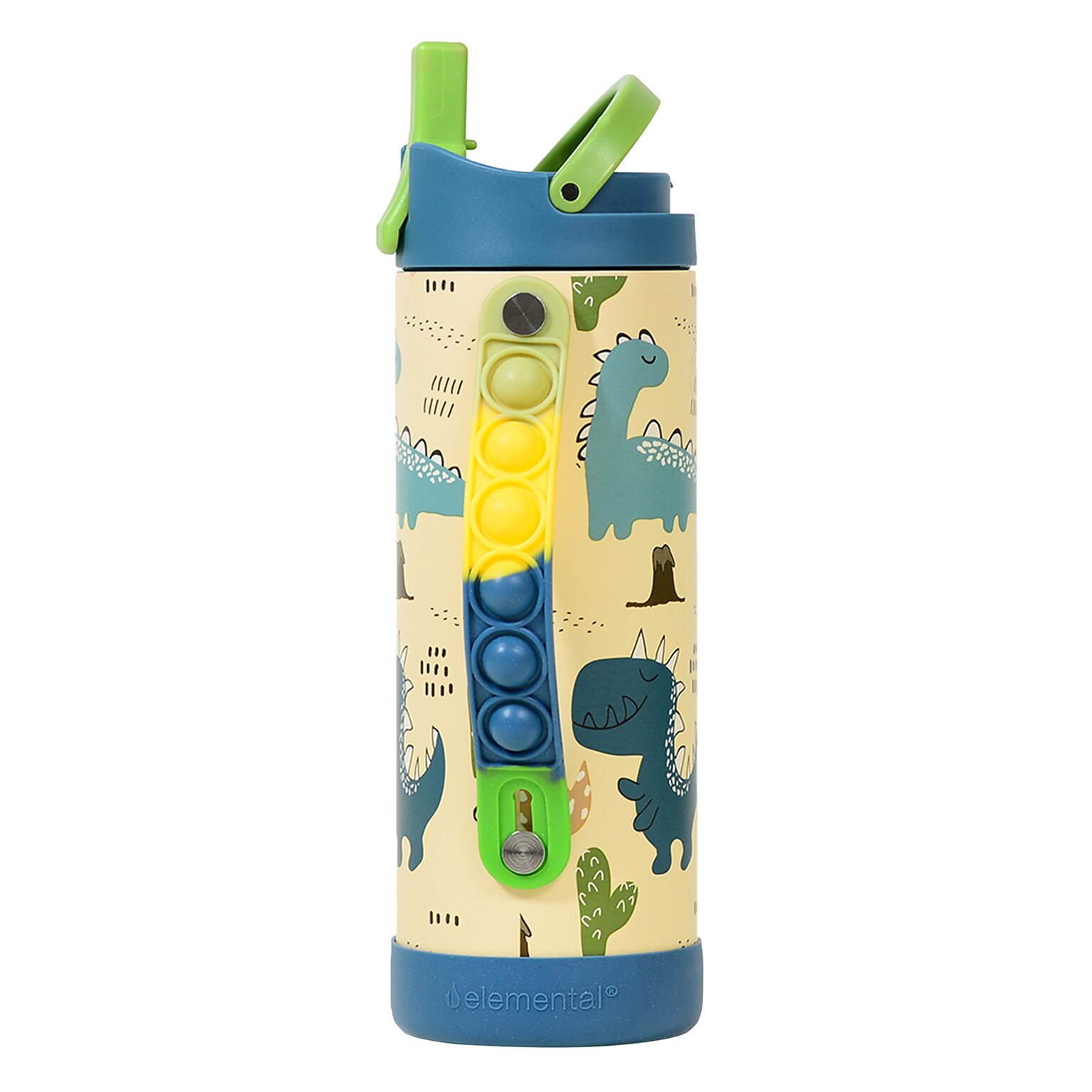 Elemental Iconic Pop Stainless Steel Triple Wall Insulated Water Bottle, 14 oz., Dinosaur (EMLEB14DN29P)