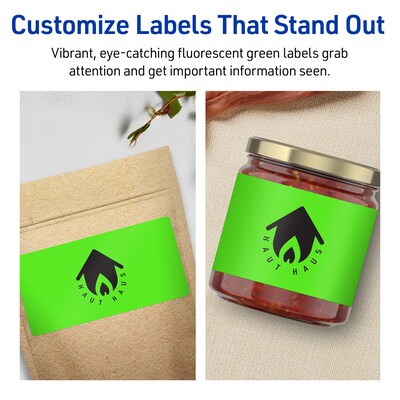 Avery Laser/Inkjet Multipurpose Rectangle Labels, 3" x 6", Neon Green, 240/Box (94249)