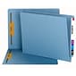 Smead 100% Recycled End Tab Fastener File Folder, Reinforced Straight-Cut Tab, 2 Fasteners, Blue (34170)