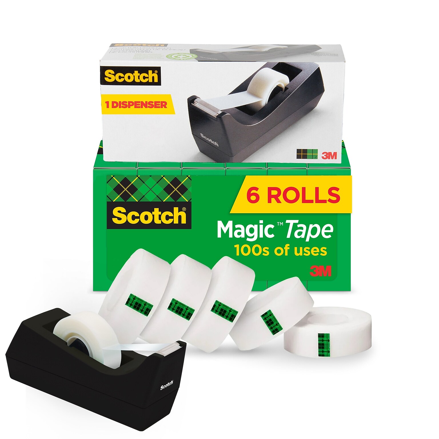 Scotch Magic Invisible Clear Tape With Dispenser, 0.75 x 27.77 yds., 1 Core, 6 Rolls/Pack (MMM810K6C38)