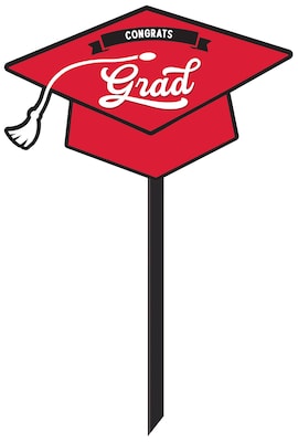 Party City School Spirit Congrats Grad Lawn Sign, 13.25 x 20.5, Plastic, RedBlack (AM191573-40)