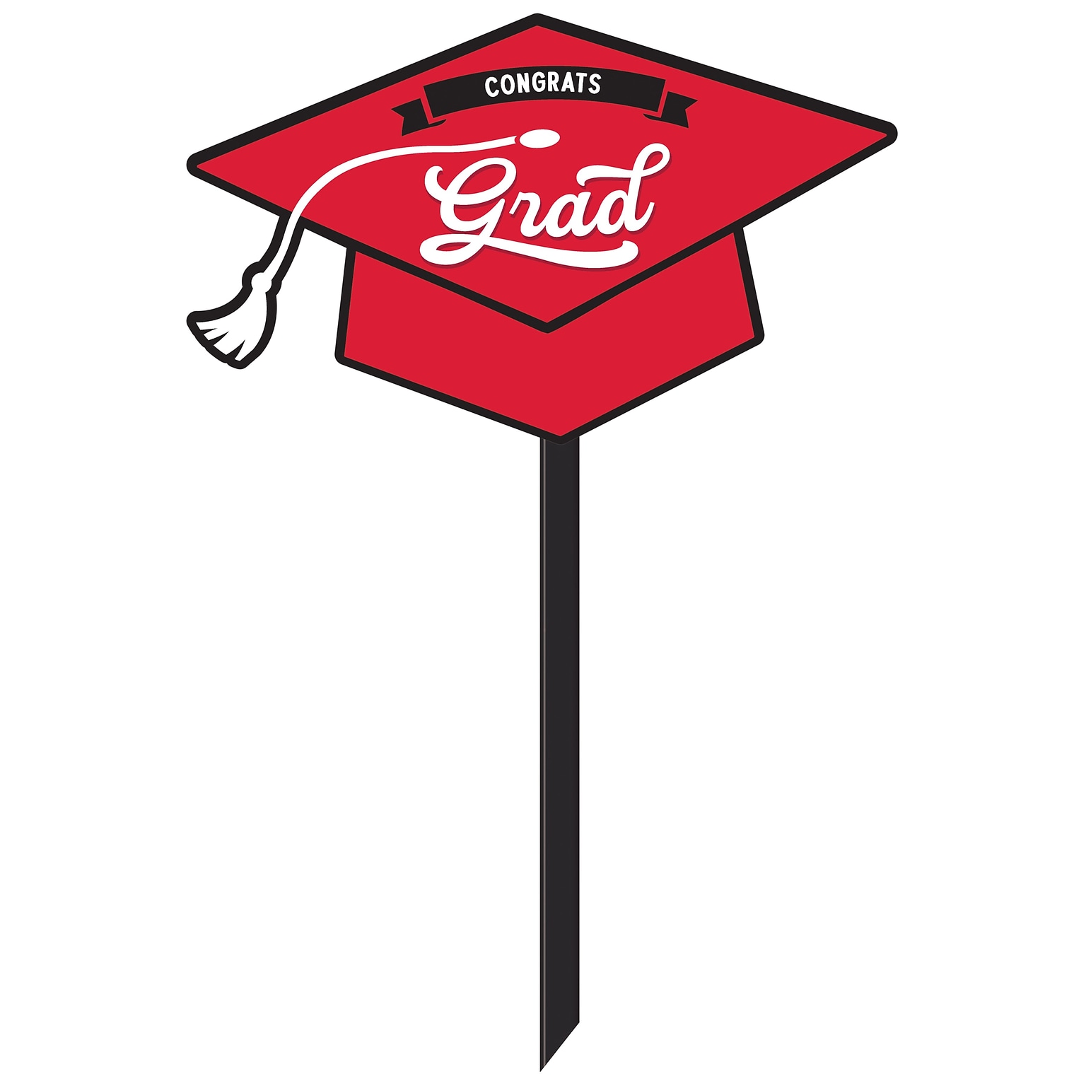 Party City School Spirit Congrats Grad Lawn Sign, 13.25 x 20.5, Plastic, RedBlack (AM191573-40)