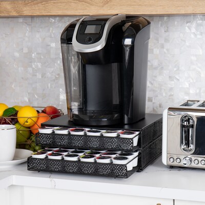 Mind Reader Plastic Coffee Pod Organizer with 2 Drawers, 72 Pod Capacity, Black (DBMTRAY-BLK)