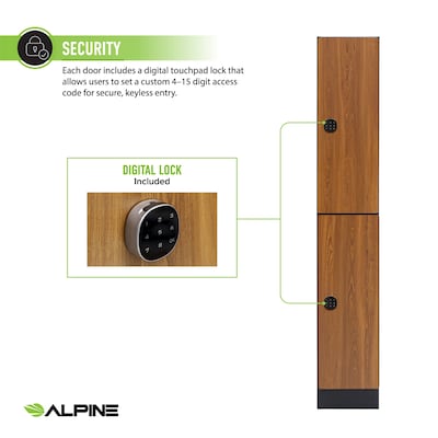 Alpine Industries 72" 2-Tier 1-Column Storage Locker, Oak (701-O-1--TPL-MK)