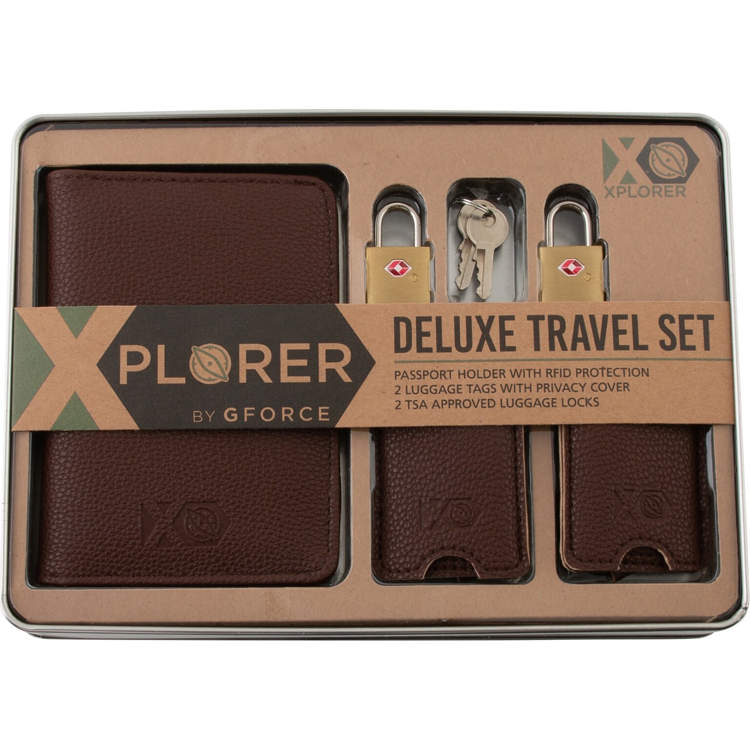 G Force XPLORER RFID Passport Holder, Brown, 5/Set (26719-AST)