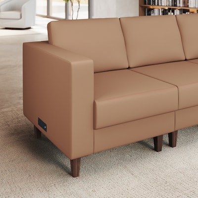 Flash Furniture Hercules Artemis LeatherSoft Left Arm Reception Chair, Cognac (ZB8921CLACOGNAC)