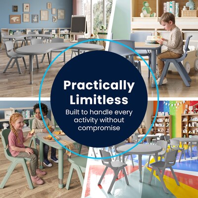 Flash Furniture Emmy Rectangular Activity Table Set, 47.25" x 23.5", Height Adjustable, Natural Woodgrain & Dusty Blue