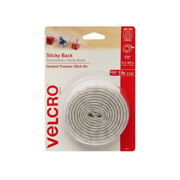 Velcro Brand 161153 2 W x 75 L Hook White Reclosable Adhesive Fastener Roll