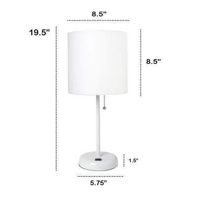 Creekwood Home Oslo 19.5" LED Table Lamp with USB Port, White (CWT-2011-WO-LB)