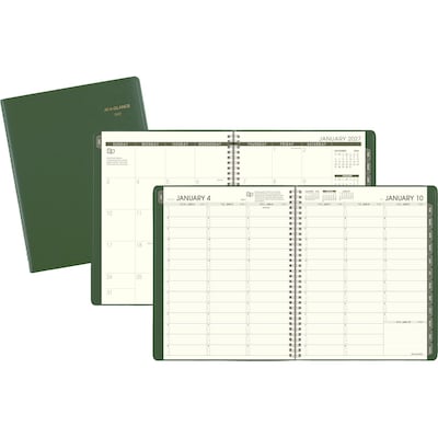 2027 AT-A-GLANCE Recycled 8.25 x 11 Weekly & Monthly Appointment Book Planner, Faux Leather Cover, Green (70-950G-60-27)