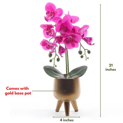 Forever Leaf Artificial Purple Orchid Plant for Decoration in Vase (FEV-PUOR)