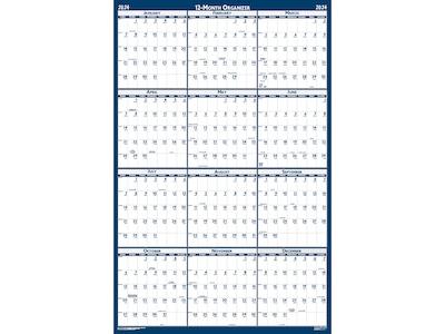 2024 House of Doolittle 33" x 66" Yearly Wet-Erase Wall Calendar, White/Blue (3962-24)