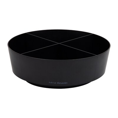 Mind Reader Plastic 4-Compartment Snack Carousel Organizer Snack Tray, Black (LAZSNACK-BLK)