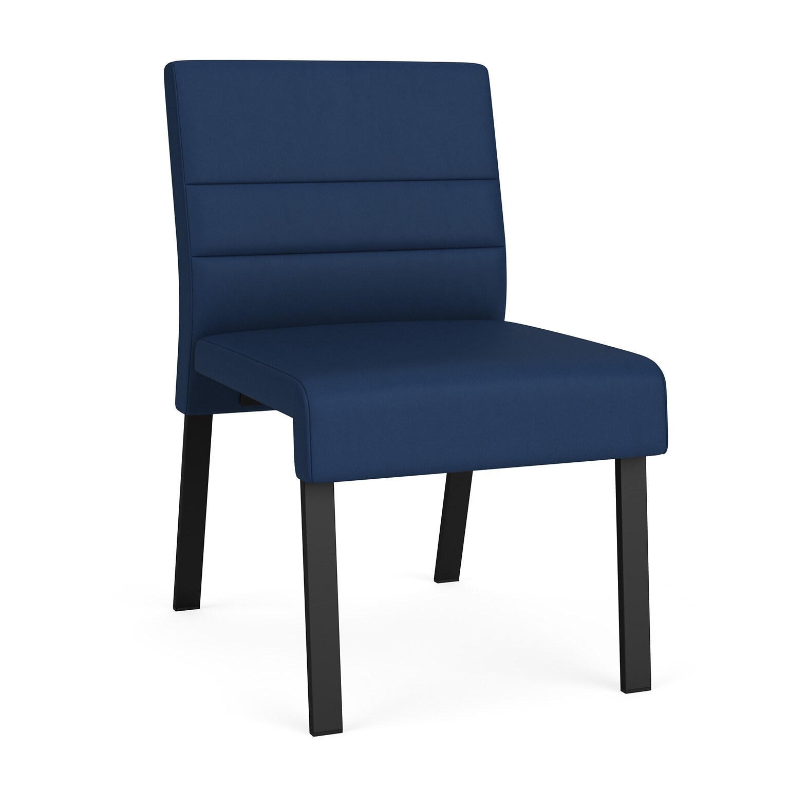 Lesro Waterfall Vinyl Guest Chair, Armless, Patriot Plus Imperial Blue/Black (WF1102.SBK-01PPIB)