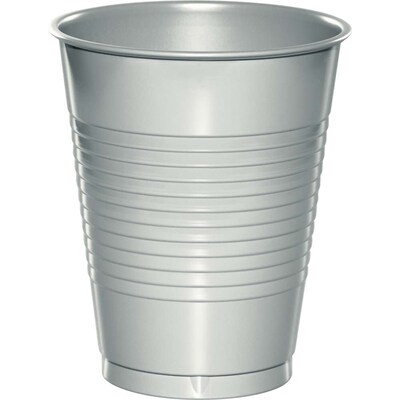 Creative Converting Touch of Color Plastic Cups, Shimmering Silver, 240/Carton (28106081)