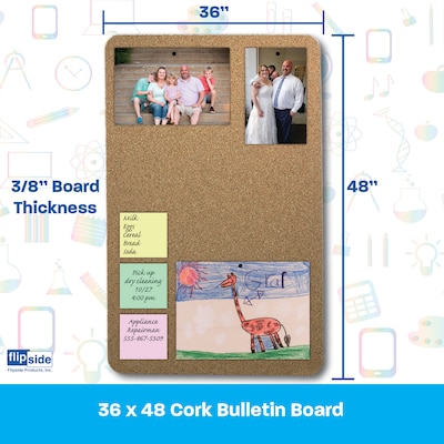 Flipside Cork Bulletin Board, 36" x 48" (10099)