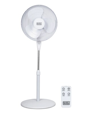 Black & Decker 16 Oscillating Pedestal Fan, 3-Speed, White (BFSR16W)