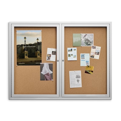 Staples Enclosed Cork Display Board, Aluminum Frame, 4 x 3 (ST61262)