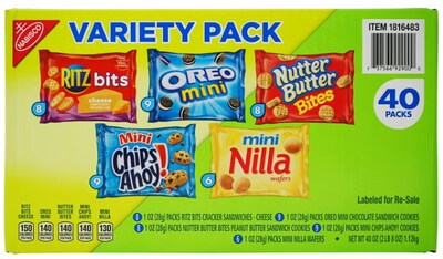 Nabisco Cookies & Crackers, Variety Pack, 1 oz, 40-count