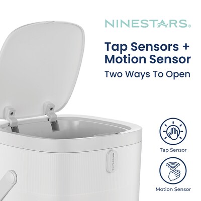 Nine Stars Stainless Steel Touch Tap & Motion Sensor Trash Can, 13.2 Gallon, White (DZT-50-36WH)