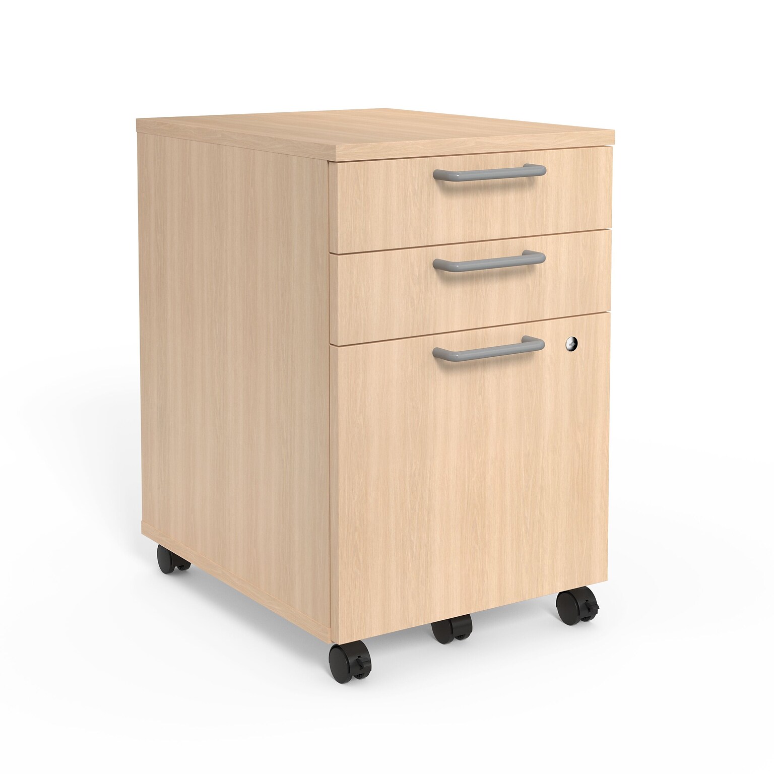 Union & Scale™ Essentials 3-Drawer Mobile Vertical File Cabinet, Letter/Legal, Lockable, 24.3H x 15.6W x 21.3D, Natural