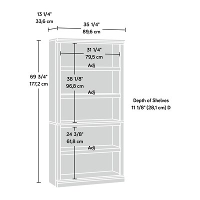 Sauder Select 70"H 5-Shelf Bookcase, Salt Oak (420173)
