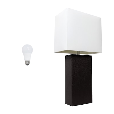 Lalia Home Lexington 21 Modern Bedside Table Lamp, White Rectangular Fabric Shade, Feit LED Bulb, B