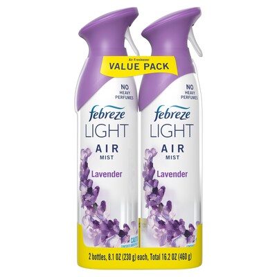 Febreze Air Mist Air Freshener Spray, Lavender LIGHT Scent, 8.1 oz., 2/Pack (4214/6578)
