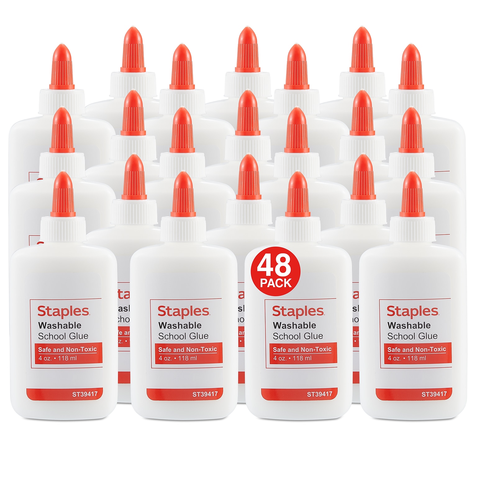 Staples® Washable Liquid School Glue, 4 oz., White, 48/Pack (39417)