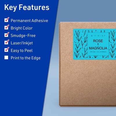 Avery Laser/Inkjet Multipurpose Labels, 8.125  x 5, Bright Blue, 20/Pack (94259)