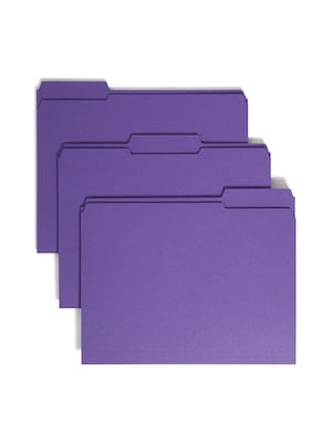 Smead Reinforced File Folder, 3 Tab, Letter Size, Purple, 100/Box (13034)