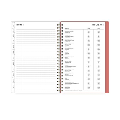 2026 Blue Sky Bespoke Letterpress Pomegranate Blush 5" x 8" Calendar Year Weekly & Monthly Planner, Faux Leather Cover (156222)