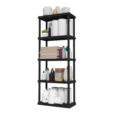 Iris 5-Shelf Plastic Shelving Unit, 63.6 x 23.9 x 11.8, Black (140039)