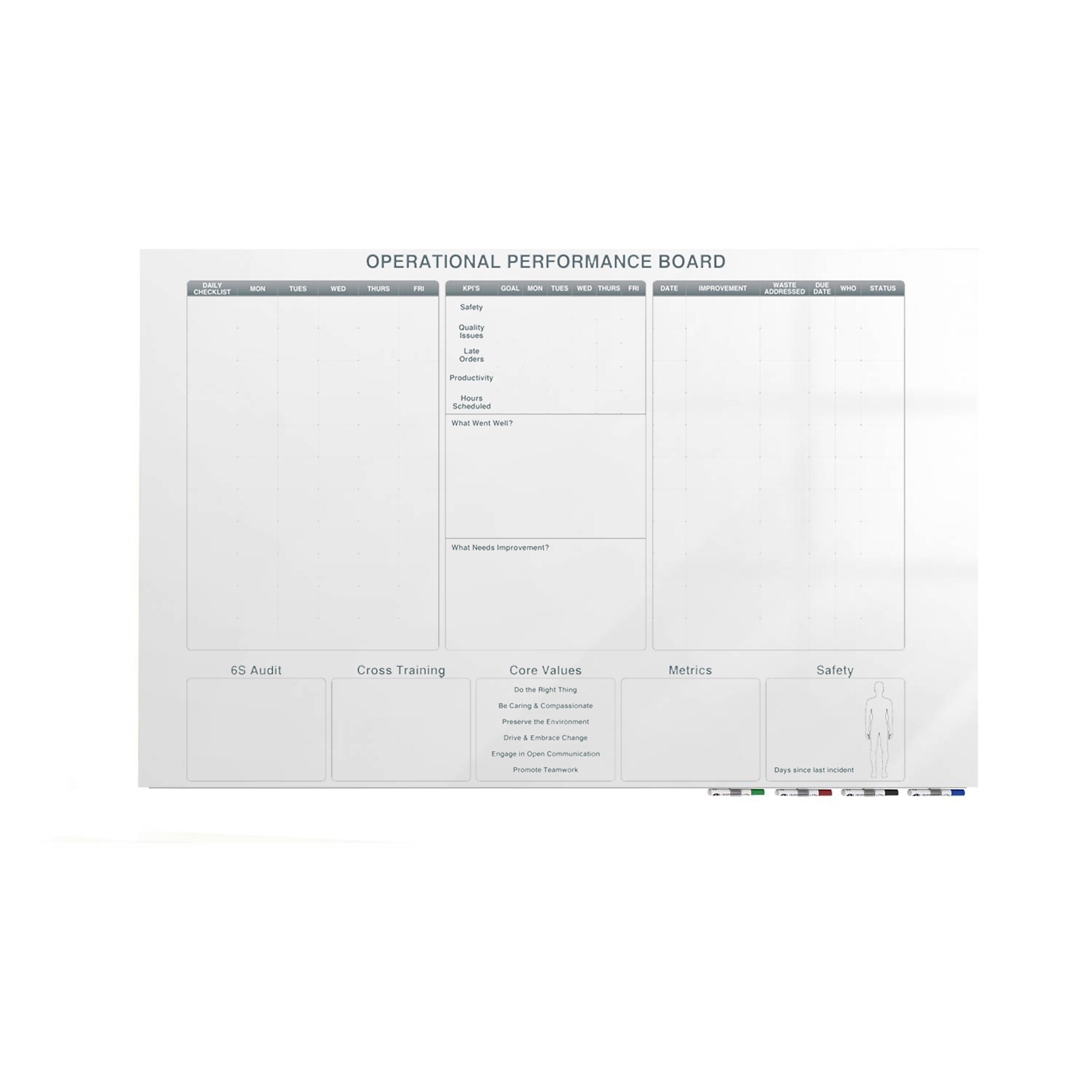 Ghent Manufacturing Aria Low Profile Glassboard, Operational Performance, Non-Magnetic, 3H x 4W (GRPARIASN03Z-34)