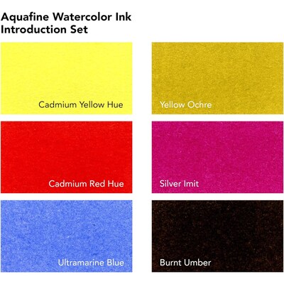 Daler-Rowney Aquafine Watercolor Ink, Assorted Colors, 29.5ml, 7/Set (DRW166100007)
