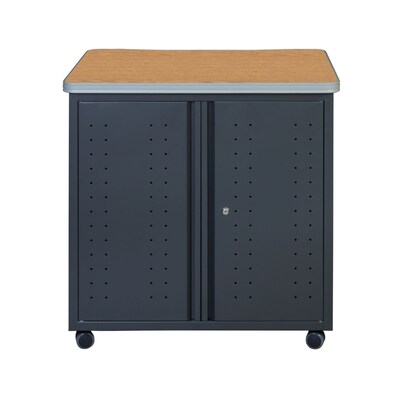Regency Mesa Steel Mobile Locking Utility Table 30" x 23.25", Medium Oak (66746SCMO)