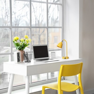 Simple Designs Sleek Essentials LED Desk Lamp, 16", with USB Ports, Yellow (LD1071-YLW)