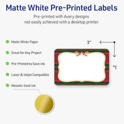 Avery Rectangle Multipurpose Labels, 2 x 3, White, 80/Pack (19479370516)