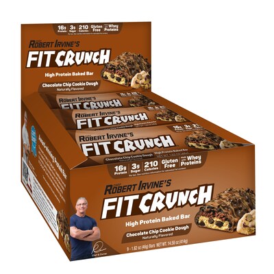 FitCrunch Gluten-Free Chocolate Chip Cookie Dough Protein Bar, 9 Bars/Box (FC203E)