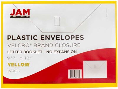 JAM Paper Premium Plastic Document File, Letter, Yellow, 3/Pack (218V0YEX3)