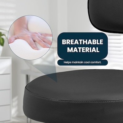 Viva Comfort Armless Vinyl Medical and Lab Stool with Lumbar Support, Black (ADI910-03-BLK-MK)